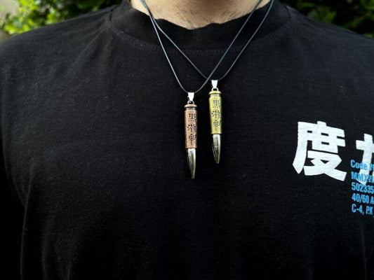Men's Bullet Pendant Brown Golden Alloy Sweat Proof