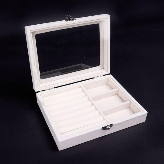 Pink Velvet Jewelry Box with Glass Lid for Pakistani Homes
