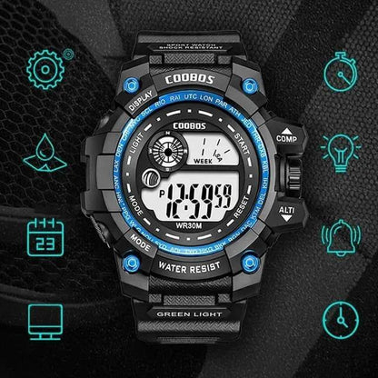 Mens Sports Watch Blue Water Resistant 24Hr Display