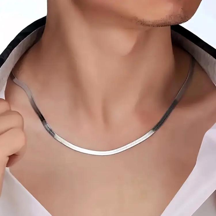 Stainless Steel Resin Polish Necklace for Men Silver