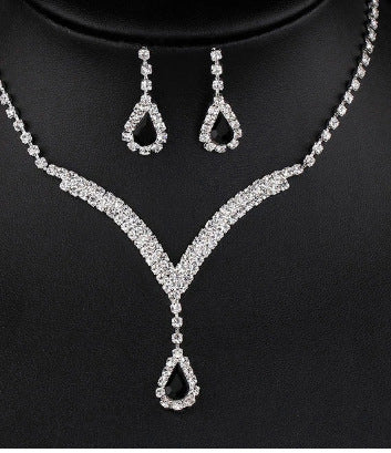 Diamond Water Drop Necklace & Earrings Set for Women