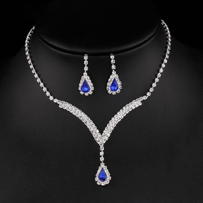 Diamond Water Drop Necklace & Earrings Set for Women