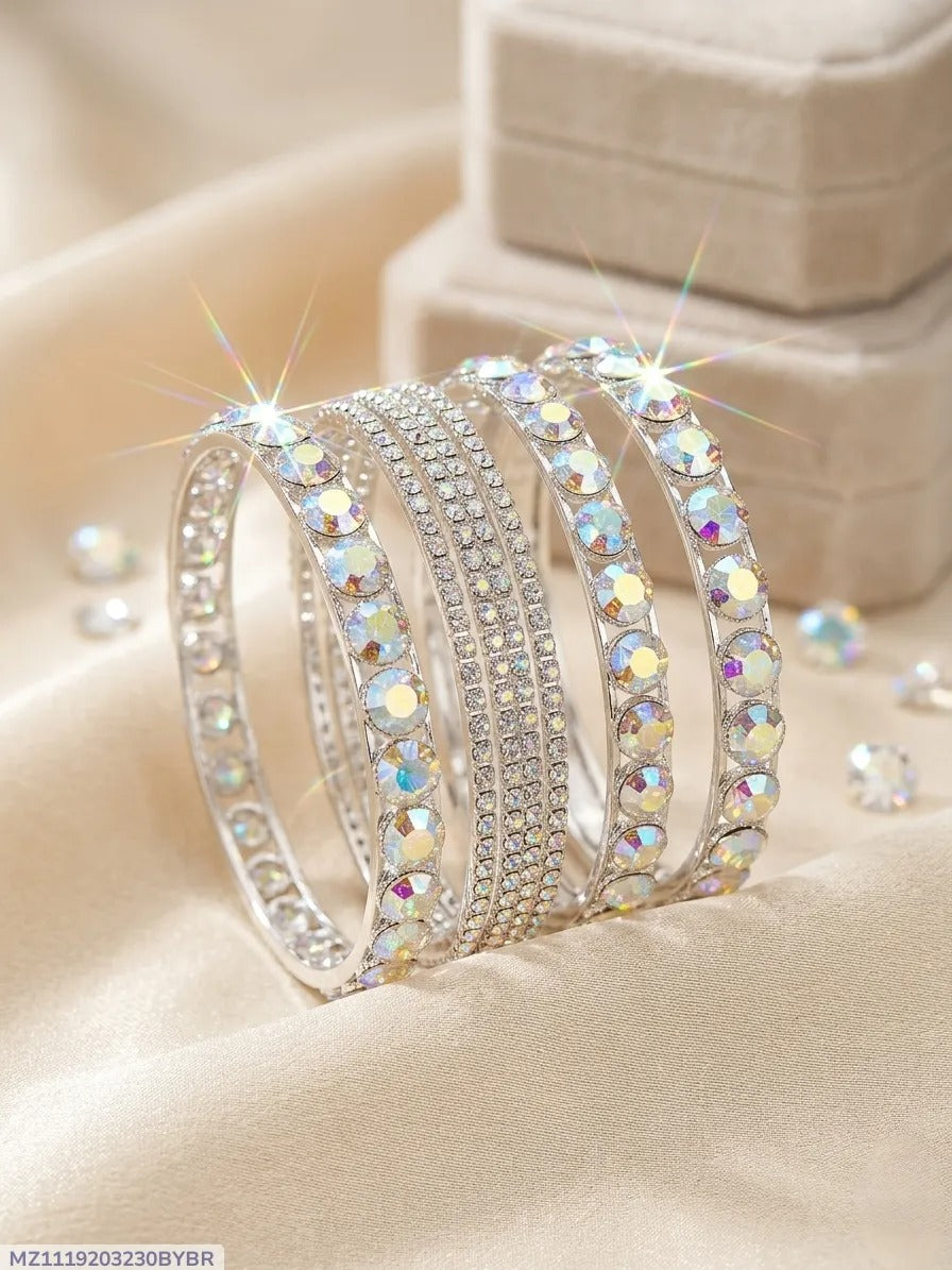 6 Pcs Modern Crystal Kara Bangle Set for Women
