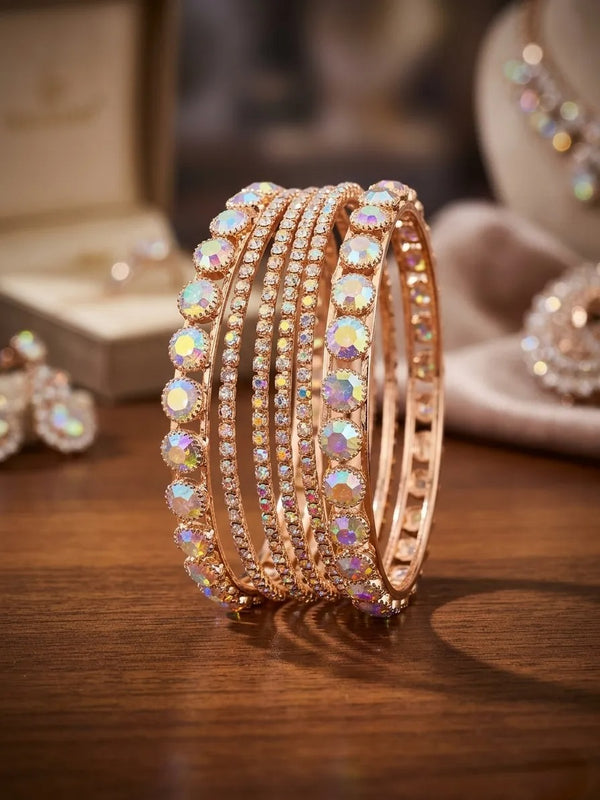 6 Pcs Modern Crystal Kara Bangle Set for Women